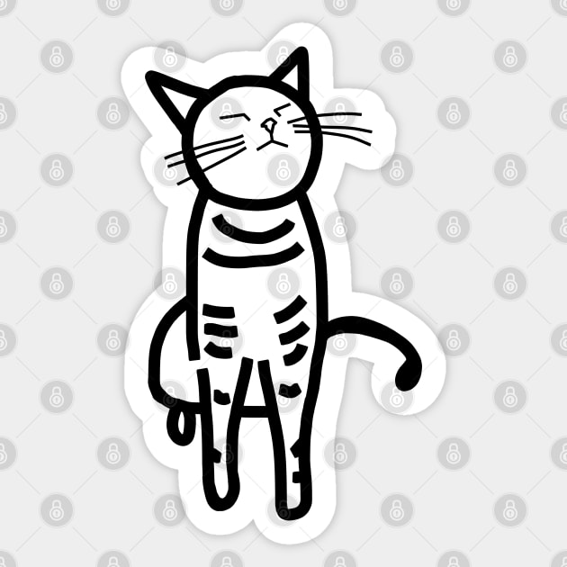 Cat Doodle with Thick Black Line Sticker by ellenhenryart